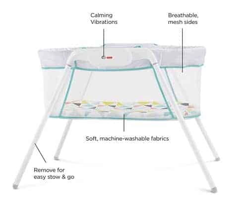 feature of the Fisher-Price Stow n Go Baby Bassinet
