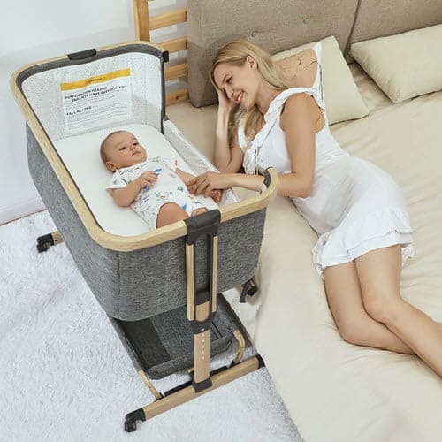 AMKE 3 in 1 Bedside Bassinet With Storage Underneath 1