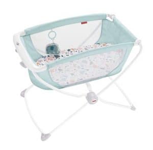 Short Skirt Portable Rocking Baby Bassinet with Toybox Base and Pad