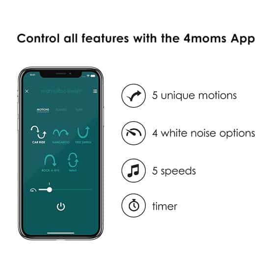 feature control with 4moms mamaRoo Sleep Bassinet bluetooth