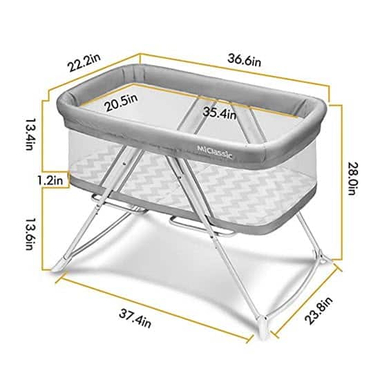 MiClassic 2in1 Stationary & Rocking Bassinet Dimensions