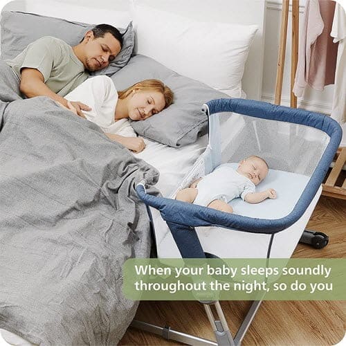 bedside sleeping by using Unilove Hug Me Plus 3-in-1 Baby Bassinet