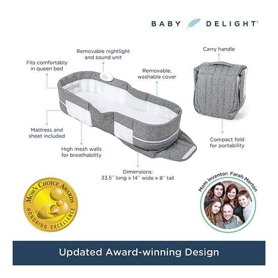 feature of the Baby Delight Snuggle Nest Harmony Portable Infant Lounger