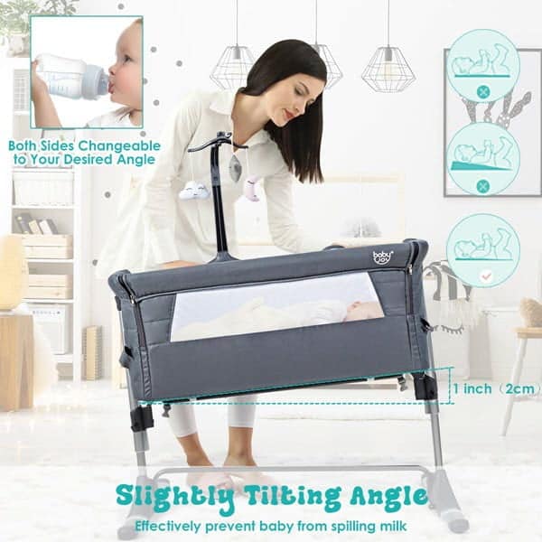 how to incline BABY JOY Baby Bedside Bassinet