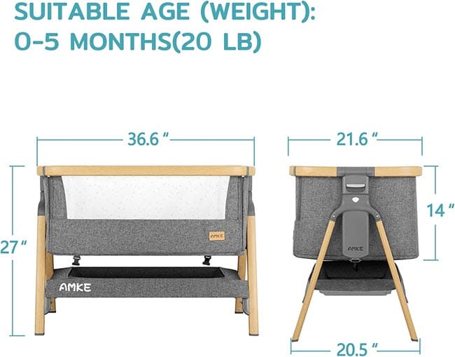Dimension of the AMKE Baby Bassinets Bedside Sleeper