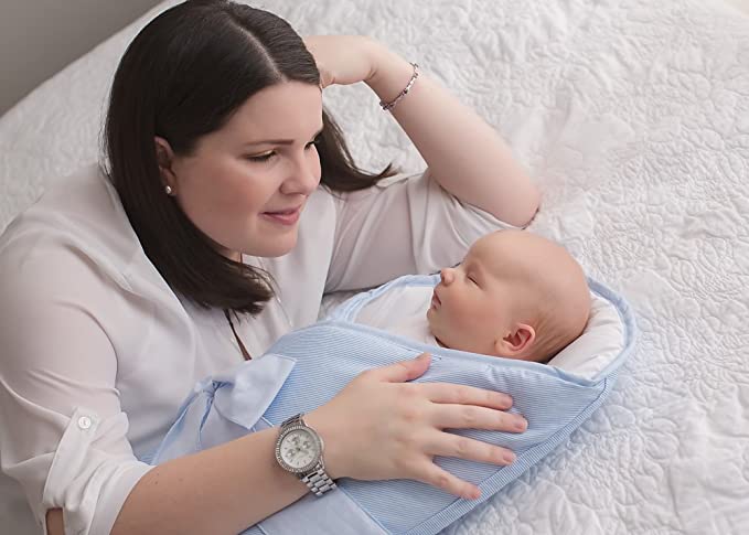 Mom with baby in Bundlebee swaddle blanket
