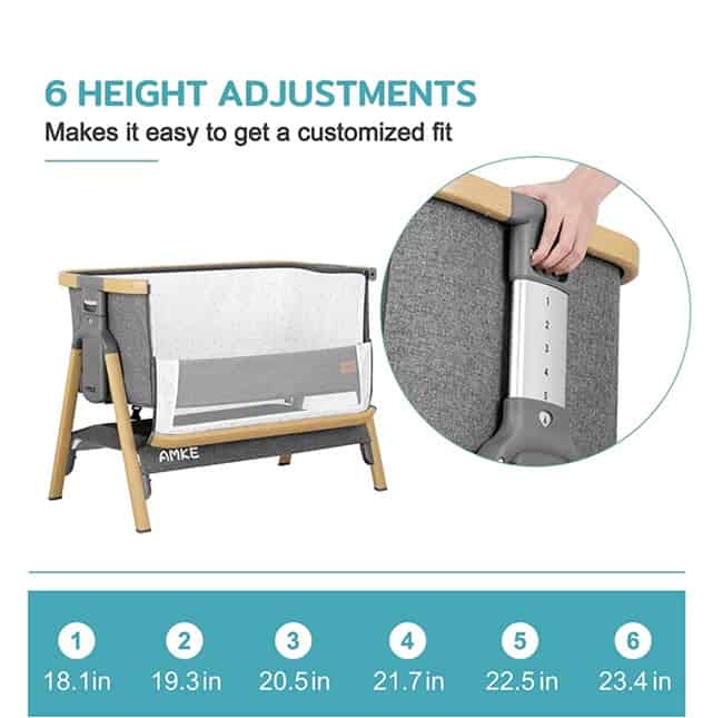 adjust the height of the AMKE Baby Bassinets Bedside Sleeper