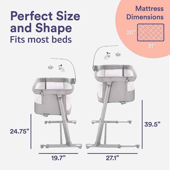 height of the Cloud Baby Premium Baby Bassinet